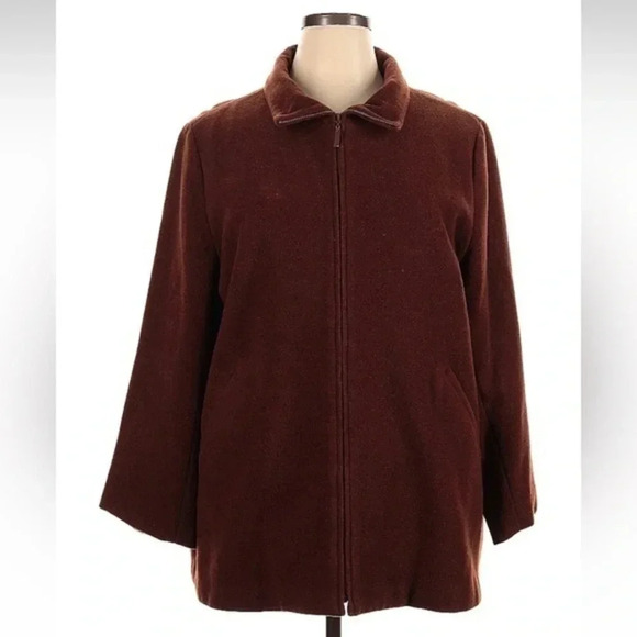 Eileen Fisher Brown Rust 100.% Wool Zipper Front Lined Coat Jacket Women Size XL - Picture 1 of 13